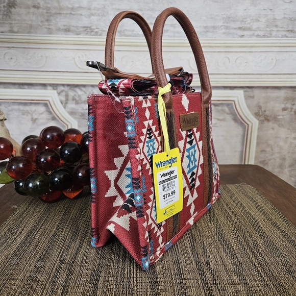 Wrangler Women's Southwestern Burgundy Crossbody Tote Bag WG2203-8120SBDY NWT - Picture 4 of 9
